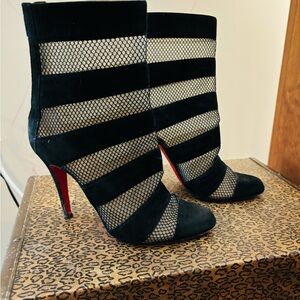 Christian Louboutin mesh calfskin boots
